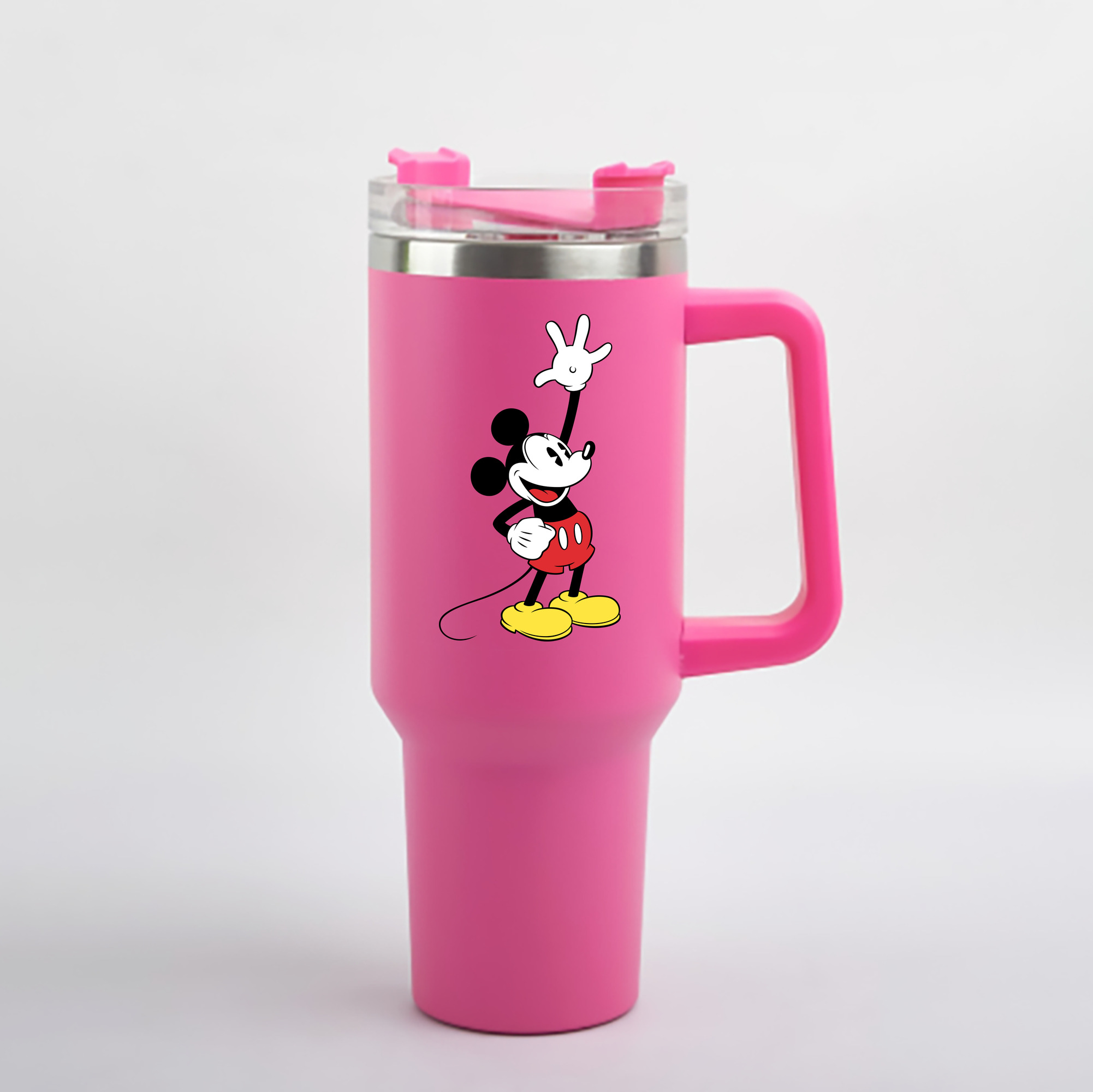 （画像用） ミッキーマウス Mickey Mouse 1200mL車用タンブラー - クリスタルステッカー（プラスチックストロー付き）